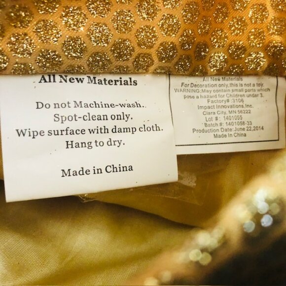 Gold Glitter Snowflake Christmas Stocking 18.9" - Picture 5 of 6